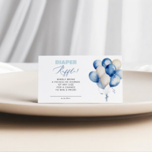 Blue Balloon Bear Diaper Raffle Boy Baby Dusche Begleitkarte