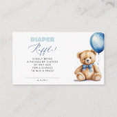 Blue Balloon Bear Diaper Raffle Boy Baby Dusche Begleitkarte (Vorderseite)