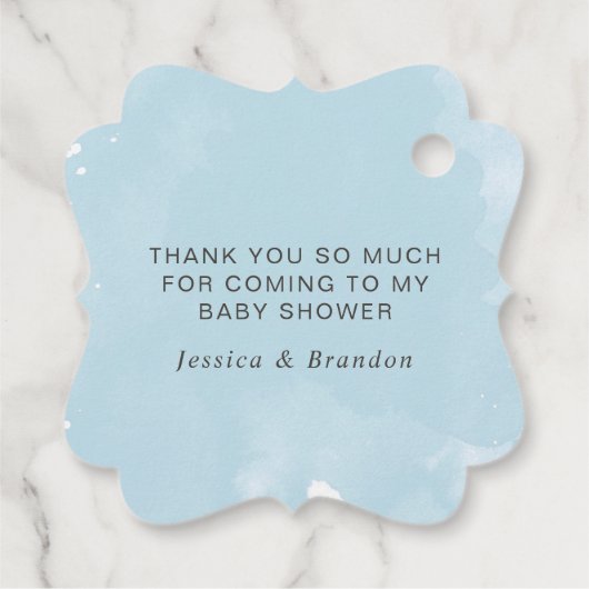 Blue Balloon Bow Greenerenery Baby Shower Vielen D Geschenkanhänger (Rückseite)