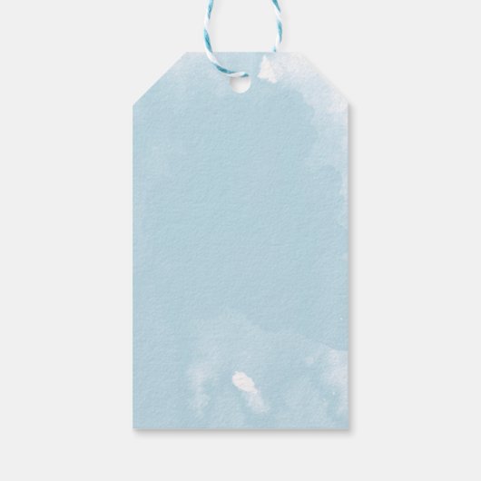 Blue Balloon Bow Greenery Baby Shower Thank You Geschenkanhänger (Rückseite)