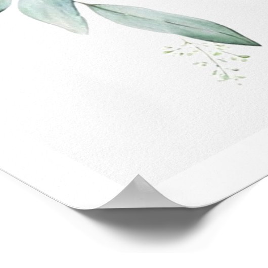 Blue Balloon Bow Greenery Baby Shower Welcome Poster (Ecke)