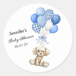 Blue Balloon Boy Baby Showaufkleber Runder Aufkleber