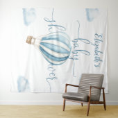 Blue Balloon Boy Baby Shower Foto Hintergrund Wandteppich (Beispiel (Horizontal))