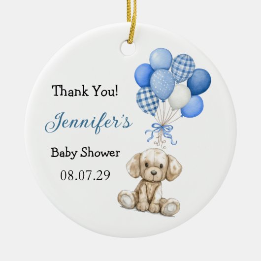 Blue Balloon Boy Baby Shower Ornament (Vorne)