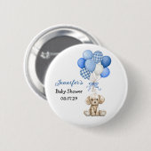 Blue Balloon Boy Baby Showknopf Button (Vorne & Hinten)