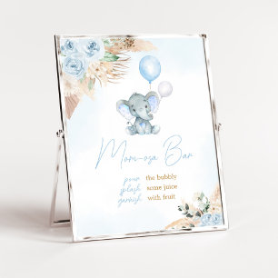 Blue Balloon Elephant Baby Dusche Mama Osa Bar Poster