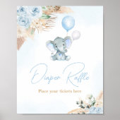 Blue Balloon Elephant Baby Duwer Diaper Raffle Poster (Vorne)