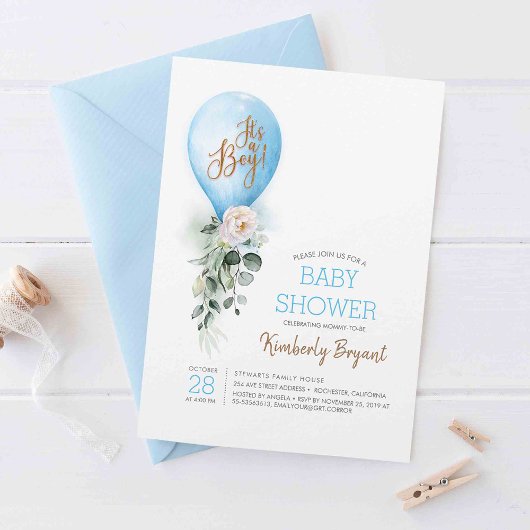 Blue Balloon Es ist eine Baby-Dusche Einladung