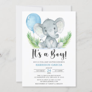 Blue Balloon Es ist eine junge Niedliche Elephant  Einladung