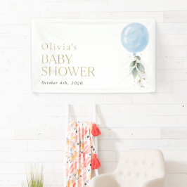 Blue Balloon, Eucalyptus, Baby-Dusche Willkommen Banner