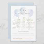 Blue Balloon Eucalyptus Baby Predictions Game Card Hinweiskarte (Vorne/Hinten)