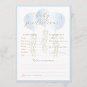 Blue Balloon Eucalyptus Baby Predictions Game Card Hinweiskarte (Vorderseite)