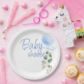 Blue Balloon Eucalyptus Boy Baby Showroom Pappteller (Party)