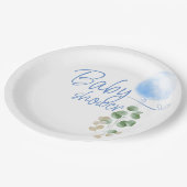 Blue Balloon Eucalyptus Boy Baby Showroom Pappteller (Schrägansicht)