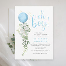 Blue Balloon Eucalyptus Foliage Oh Boy Baby Showdu