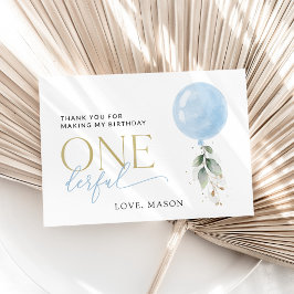 Blue Balloon, Eukalyptus, Grüne, Erster Geburtstag Dankeskarte
