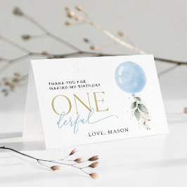 Blue Balloon, Eukalyptus, Grüne, Erster Geburtstag Dankeskarte