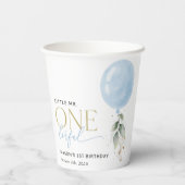 Blue Balloon, Eukalyptus, Grüne, Erster Geburtstag Pappbecher (Rückseite)