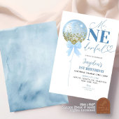 Blue Balloon First Birthday Einladung