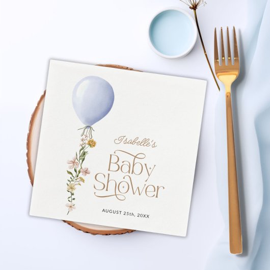 Blue Balloon Floral Boy Baby Dusche Thema Papier Serviette