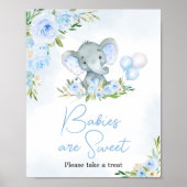 Blue Balloon Floral Elephant Babies sind süß Poster (Vorne)