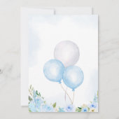 Blue Balloon Floral Elephant Baby Dusche Einladung (Rückseite)