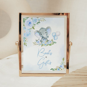 Blue Balloon Floral Elephant Bücher und Geschenke Poster