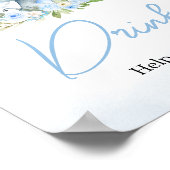 Blue Balloon Floral Elephant Drinks Poster (Ecke)