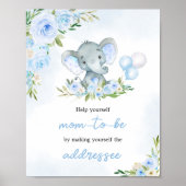 Blue Balloon Floral Elephant Envelope Station Poster (Vorne)