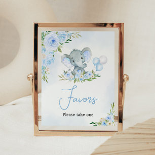 Blue Balloon Floral Elephant Favorits Poster