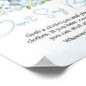 Blue Balloon Floral Elephant Say Baby nicht Poster (Ecke)