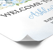 Blue Balloon Floral Elephant Willkommen Poster (Ecke)