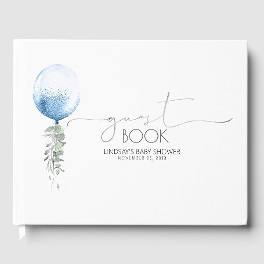 Blue Balloon Garland Baby Showbook Gästebuch (Vorderseite)