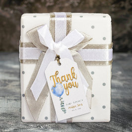 Blue Balloon Gold Script Baby Dusche Vielen Dank Geschenkanhänger