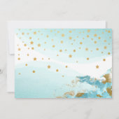 Blue Balloon Gold Twin Boy Baby Shower Einladung (Rückseite)