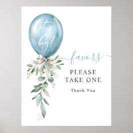 Blue Balloon Greenery Baby Dusche nehmen einen Fav Poster