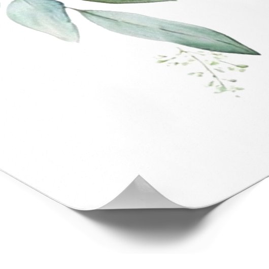 Blue Balloon Greenery Bow Baby Shower Welcome Poster (Ecke)