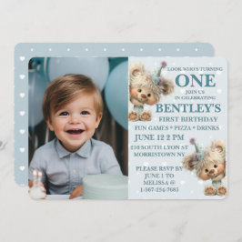 Blue Balloon Hedgehog Celebration Einladung