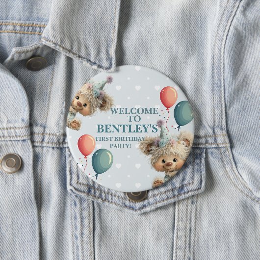 Blue Balloon Hedgehogs Celebration Button (Beispiel)