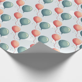 Blue Balloon Hedgehogs Celebration Geschenkpapier