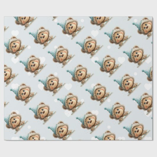 Blue Balloon Hedgehogs Celebration Geschenkpapier (Flach)