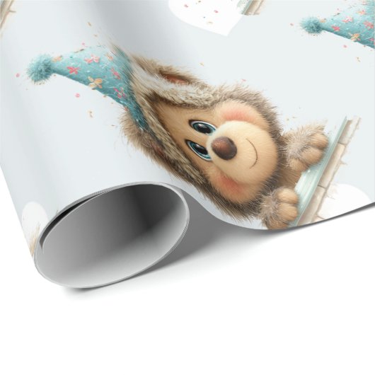 Blue Balloon Hedgehogs Celebration Geschenkpapier (Rolleneckpunkt)