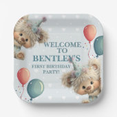 Blue Balloon Hedgehogs Celebration Pappteller (Vorderseite)