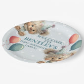 Blue Balloon Hedgehogs Celebration Pappteller (Schrägansicht)