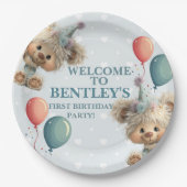 Blue Balloon Hedgehogs Celebration Pappteller (Vorderseite)