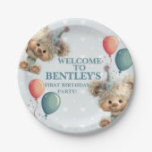 Blue Balloon Hedgehogs Celebration Pappteller (Vorderseite)