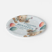 Blue Balloon Hedgehogs Celebration Pappteller (Schrägansicht)