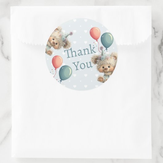 Blue Balloon Hedgehogs Celebration Runder Aufkleber (Tasche)
