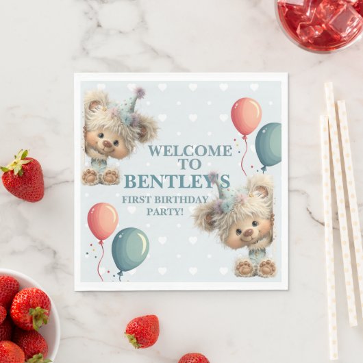 Blue Balloon Hedgehogs Celebration Serviette (Beispiel)