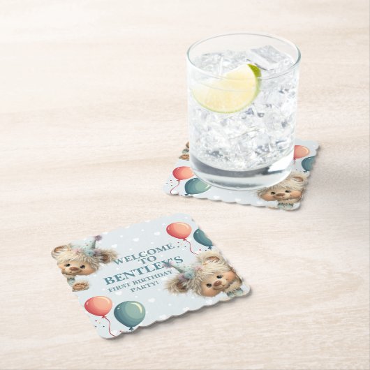 Blue Balloon Hedgehogs Celebration Untersetzer (Vor Ort)